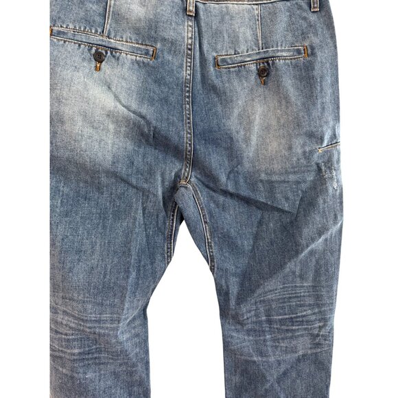 Man Oneteaspoon Mr Browns Distressed Jeans Size 34 Old Blue Wash Rigid Low Rise - Picture 8 of 9